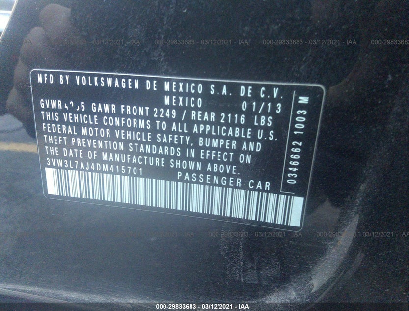 3VW3L7AJ4DM415701