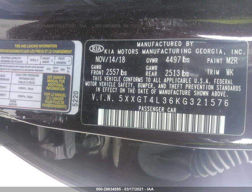 5XXGT4L36KG321576