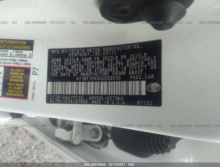 4T1BF1FK5CU559235