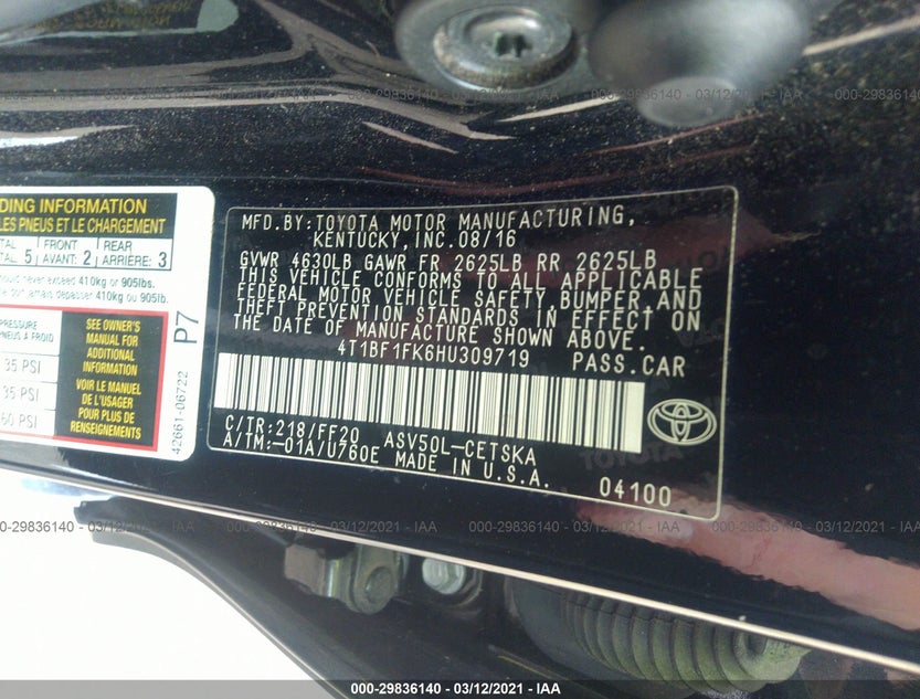 4T1BF1FK6HU309719