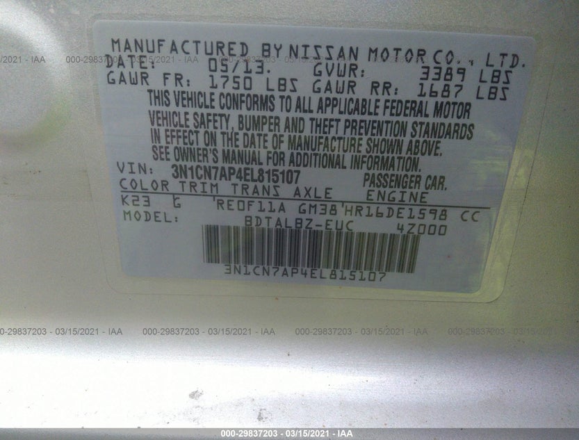 3N1CN7AP4EL815107