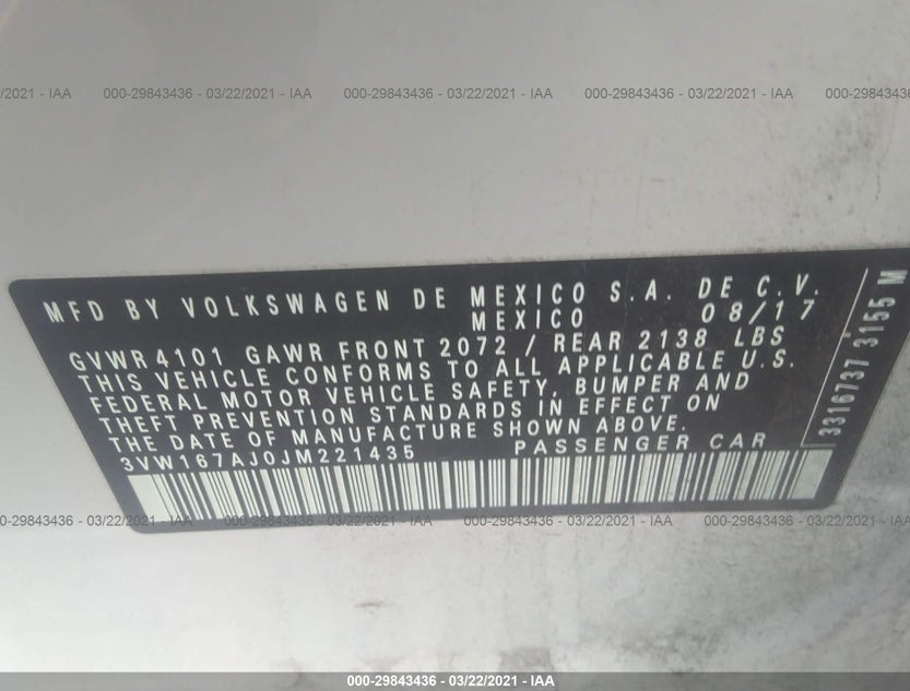 3VW167AJ0JM221435