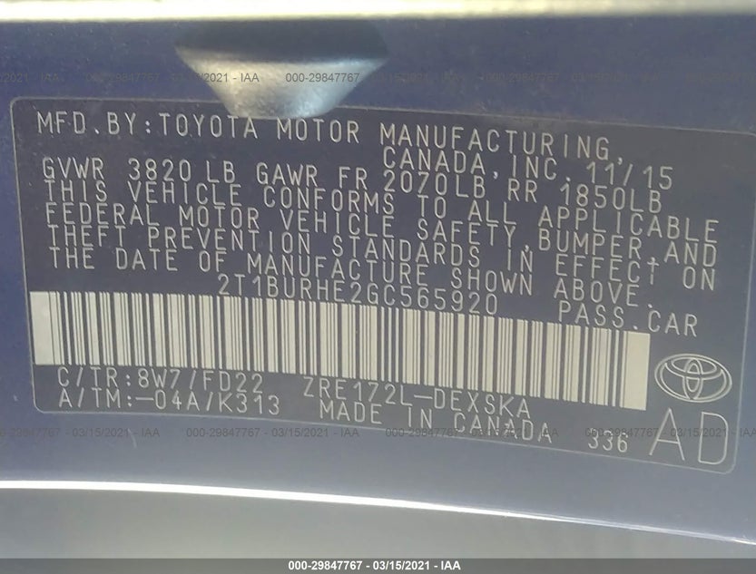 2T1BURHE2GC565920