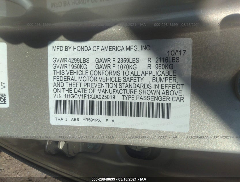 1HGCV1F1XJA025019