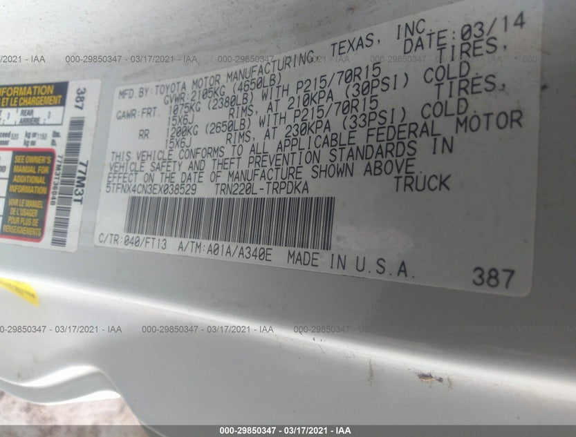 5TFNX4CN3EX038529