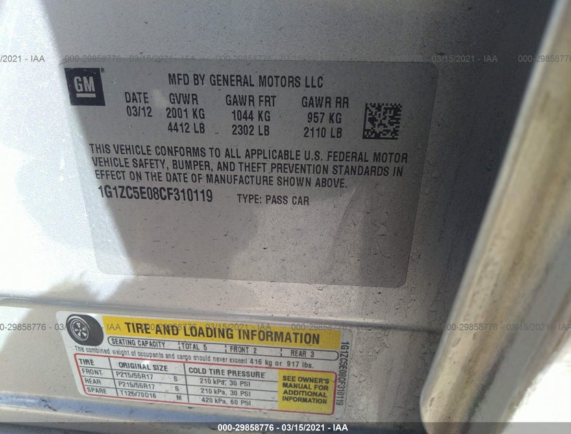 1G1ZC5E08CF310119