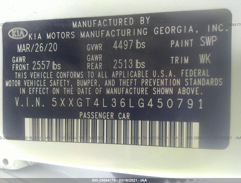 5XXGT4L36LG450791