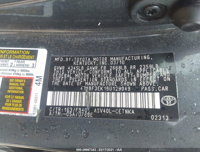 4T1BF3EK1BU129049