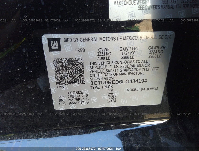 3GTU9BED6LG434194