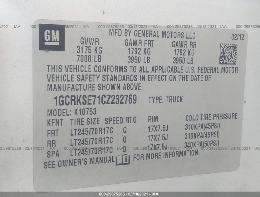 1GCRKSE71CZ232769