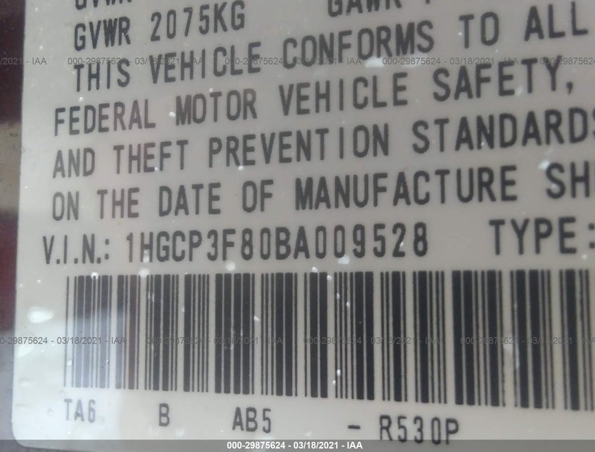 1HGCP3F80BA009528