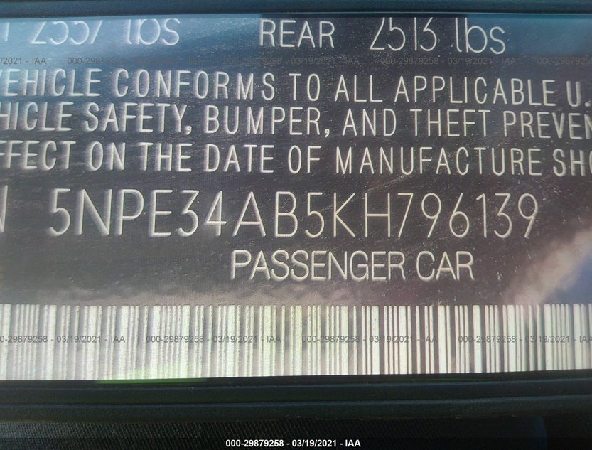 5NPE34AB5KH796139