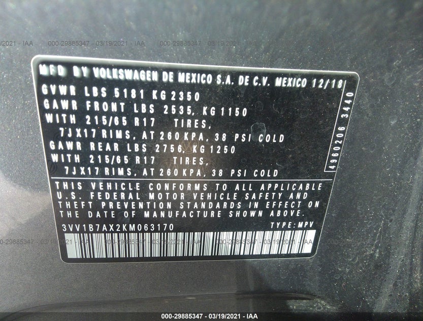 3VV1B7AX2KM063170