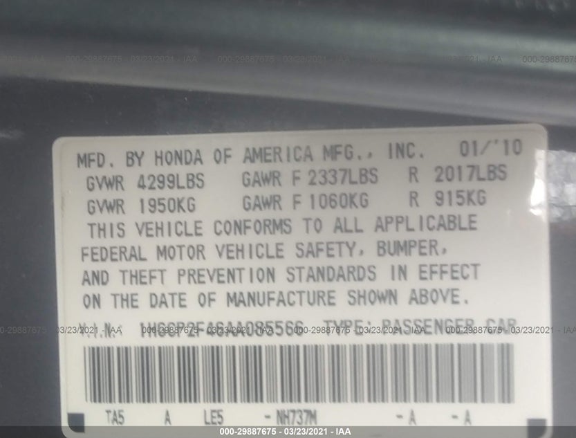1HGCP2F46AA085566