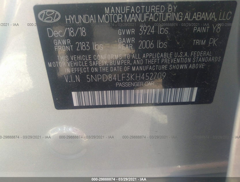 5NPD84LF3KH452709