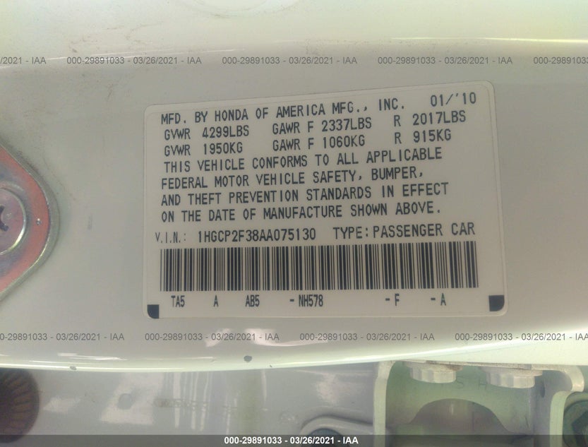 1HGCP2F38AA075130