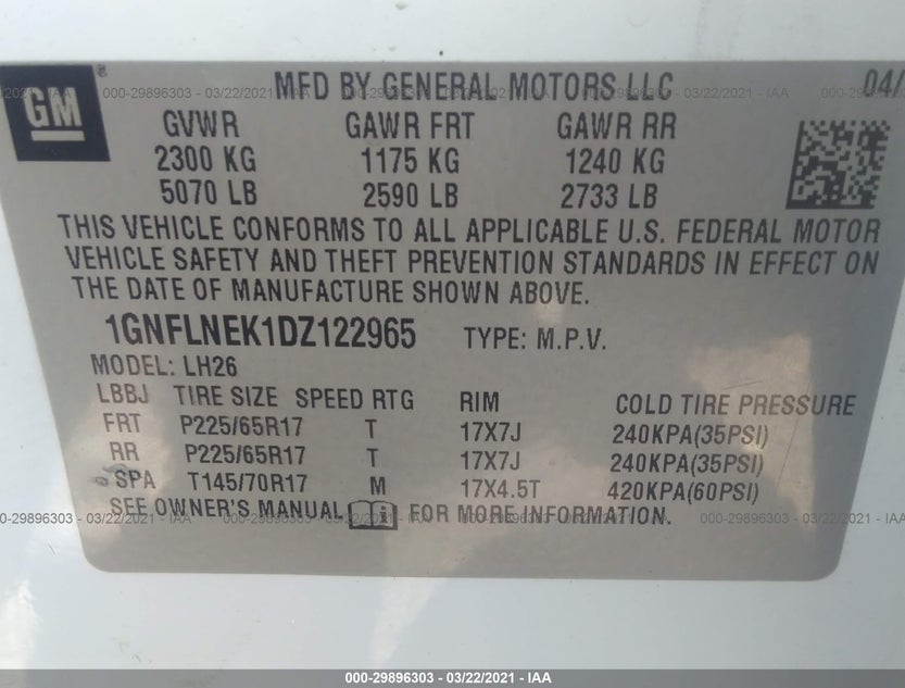 1GNFLNEK1DZ122965