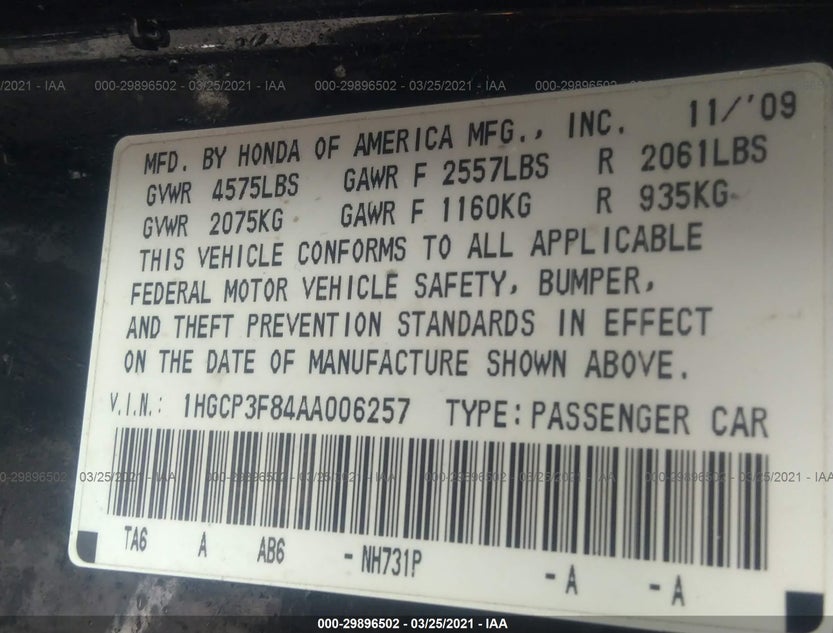 1HGCP3F84AA006257