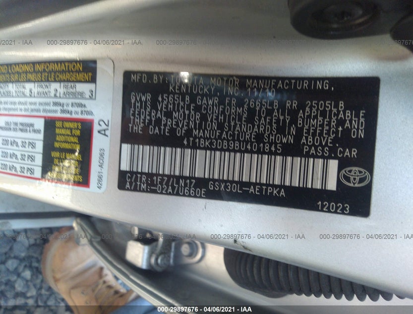 4T1BK3DB9BU401845