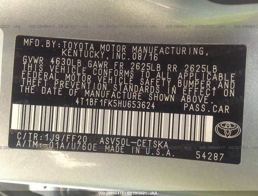 4T1BF1FK5HU653624