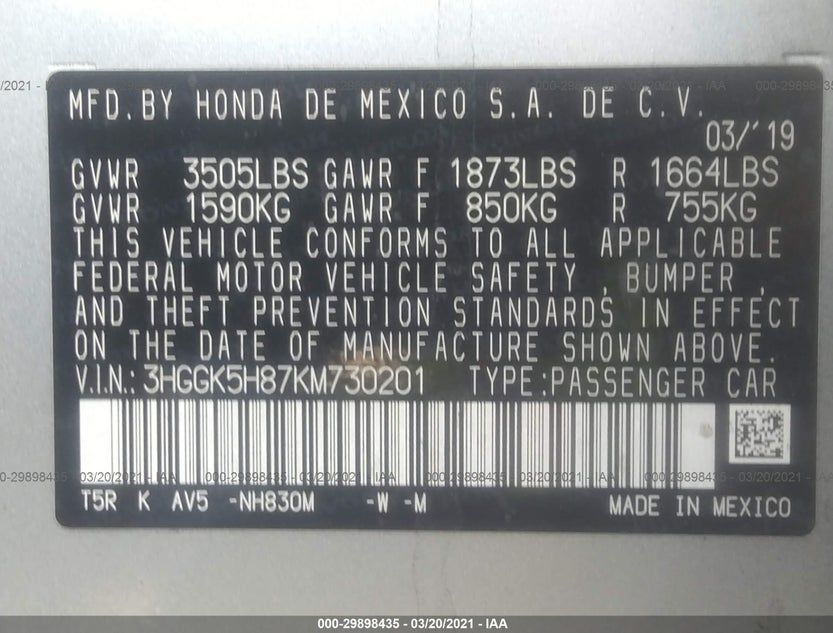 3HGGK5H87KM730201
