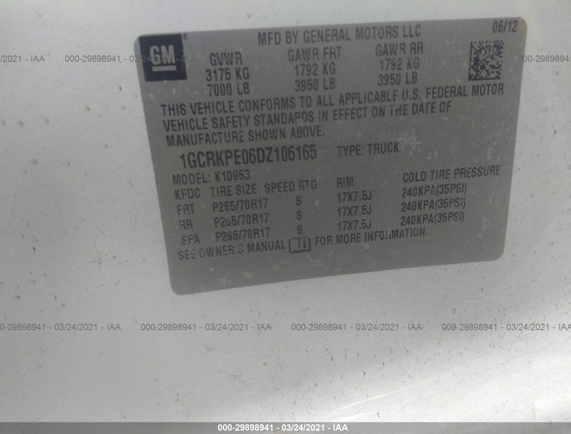 1GCRKPE06DZ106165