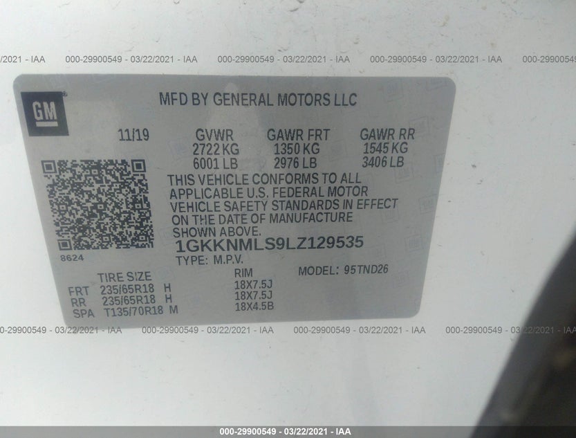 1GKKNMLS9LZ129535