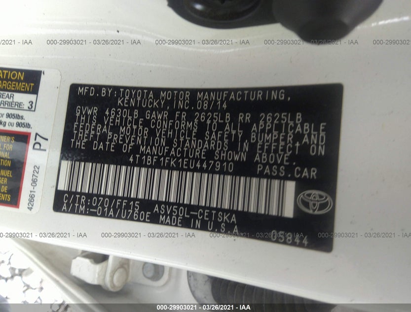 4T1BF1FK1EU447910