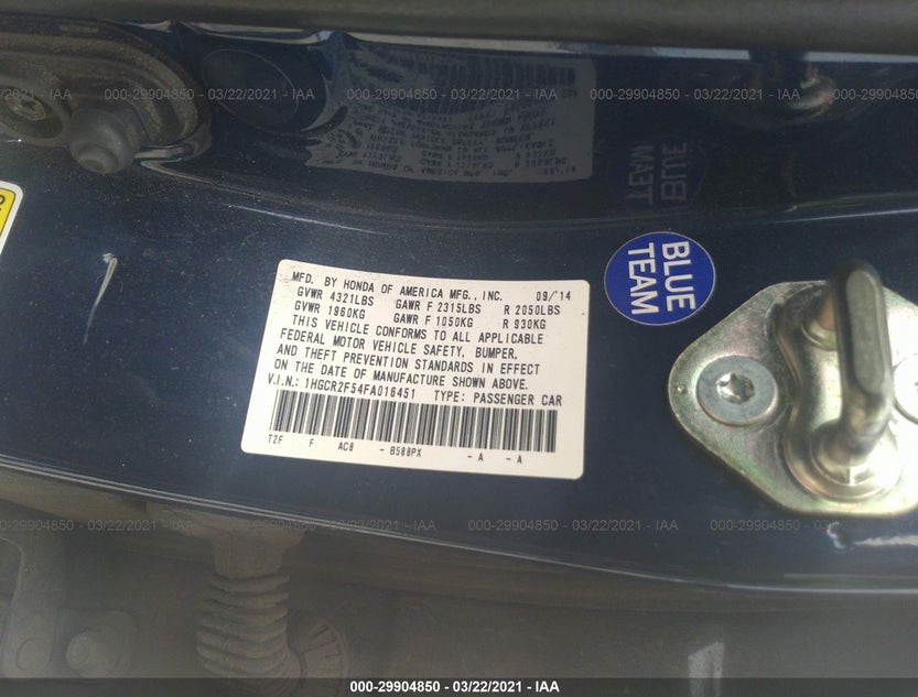 1HGCR2F54FA016451