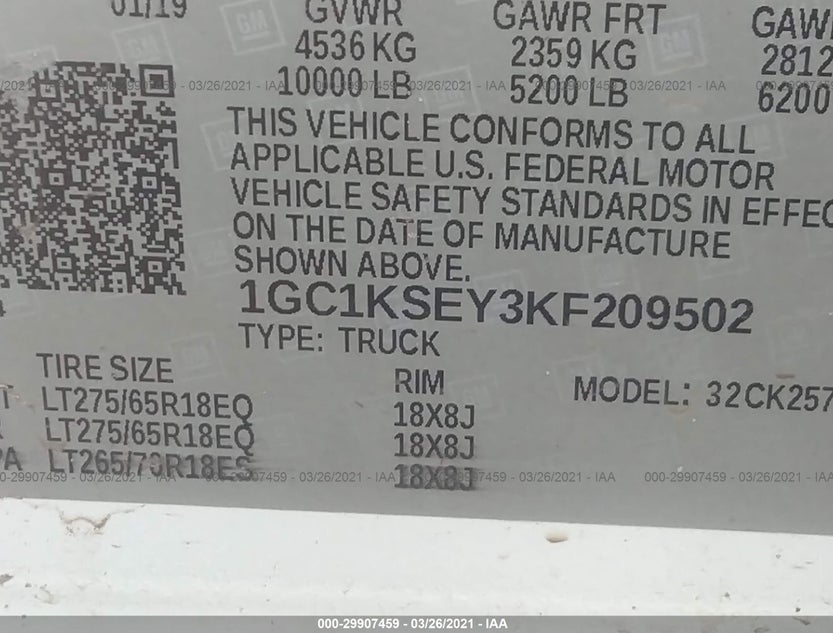 1GC1KSEY3KF209502