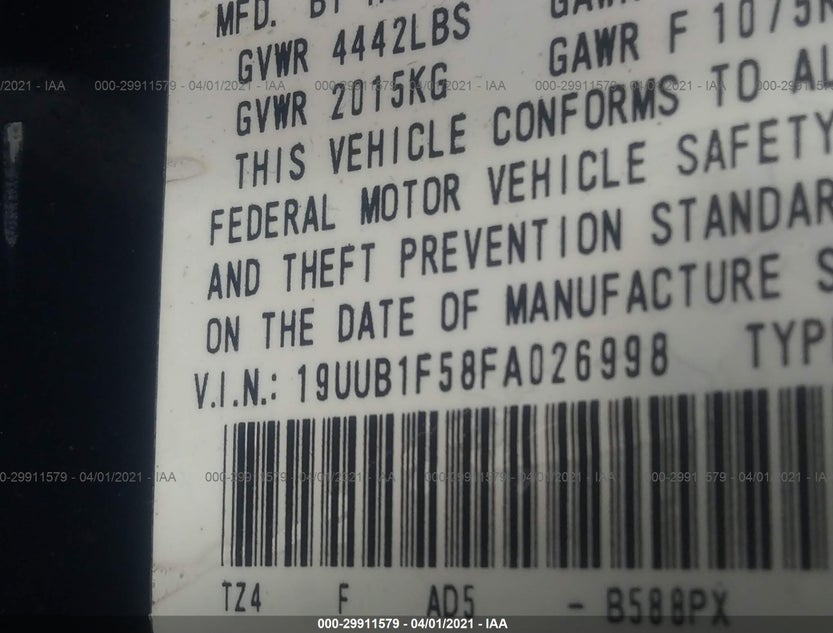 19UUB1F58FA026998