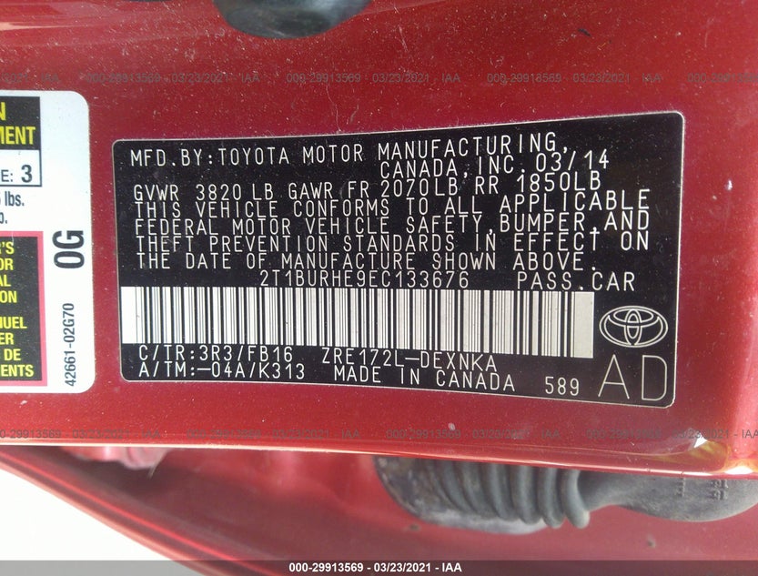 2T1BURHE9EC133676
