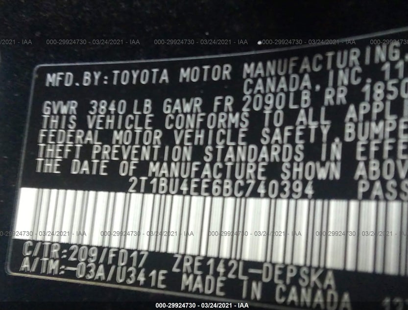2T1BU4EE6BC740394