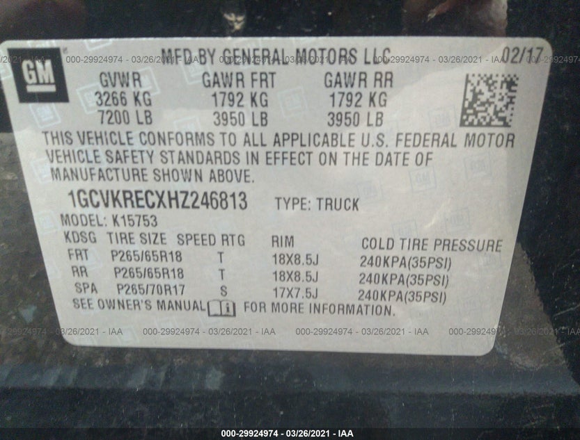 1GCVKRECXHZ246813
