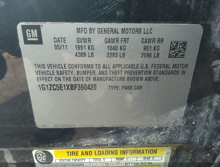 1G1ZC5E1XBF390420