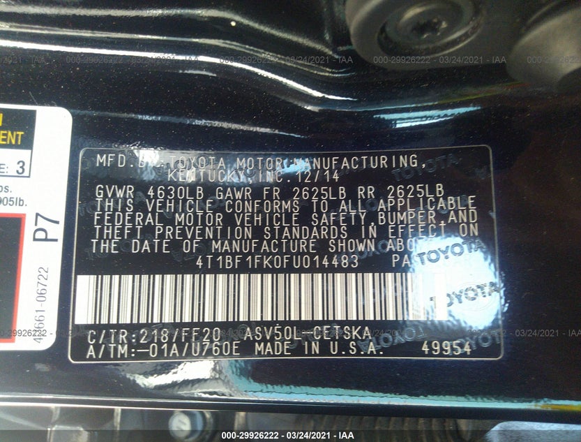 4T1BF1FK0FU014483