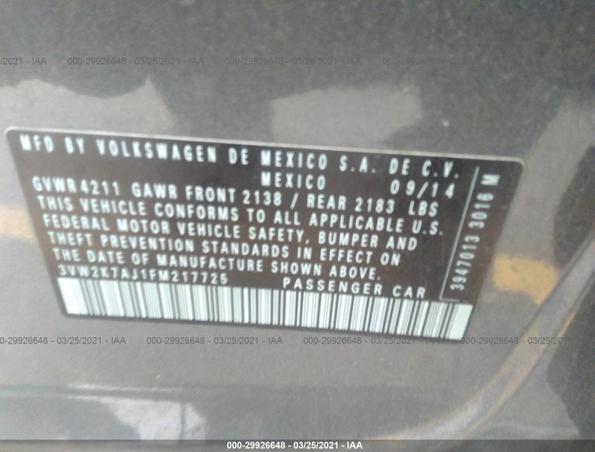 3VW2K7AJ1FM217725