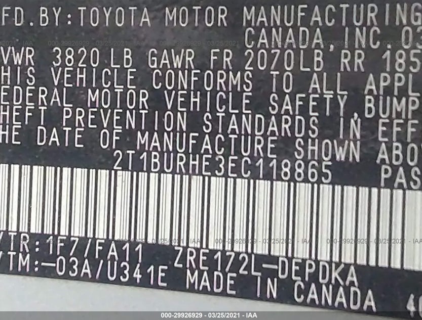 2T1BURHE3EC118865