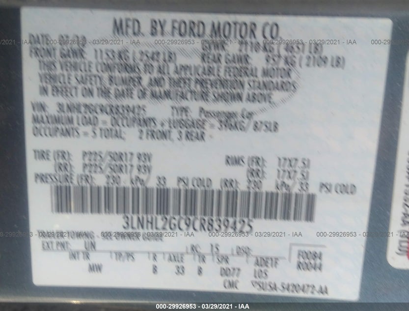 3LNHL2GC9CR839425