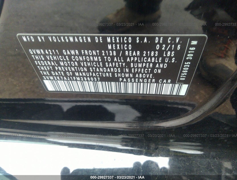 3VW2K7AJ1FM296037