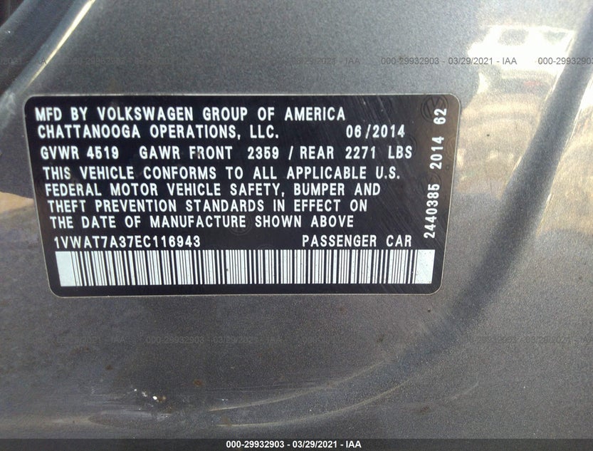 1VWAT7A37EC116943