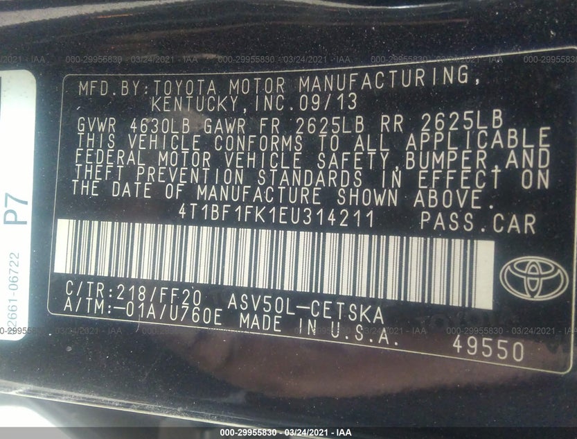 4T1BF1FK1EU314211