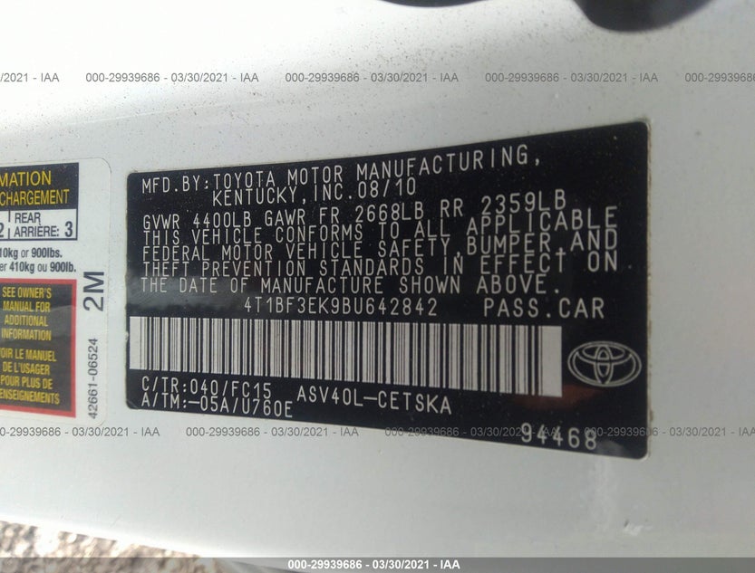 4T1BF3EK9BU642842