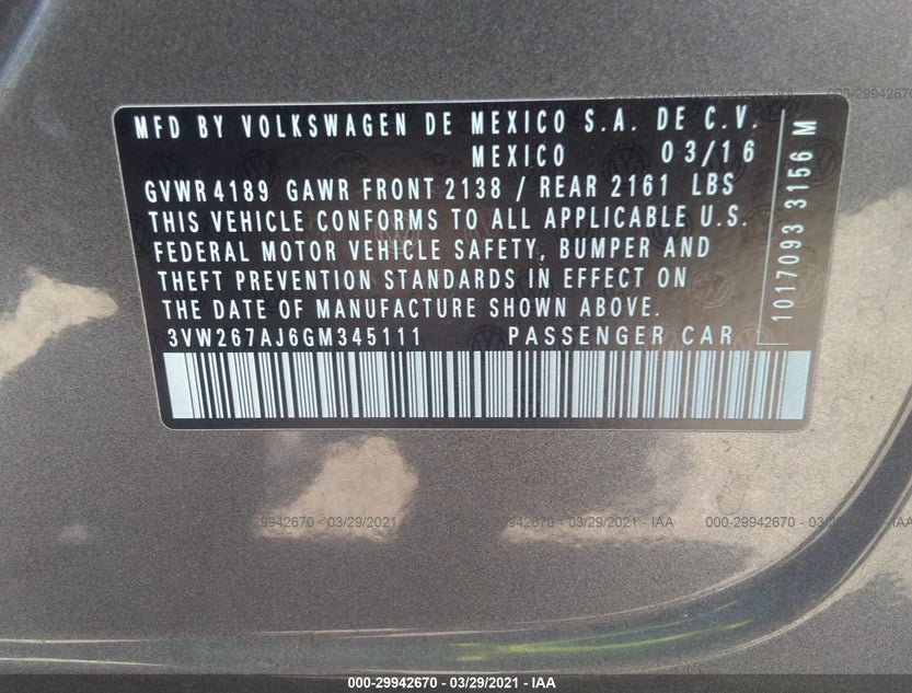 3VW267AJ6GM345111