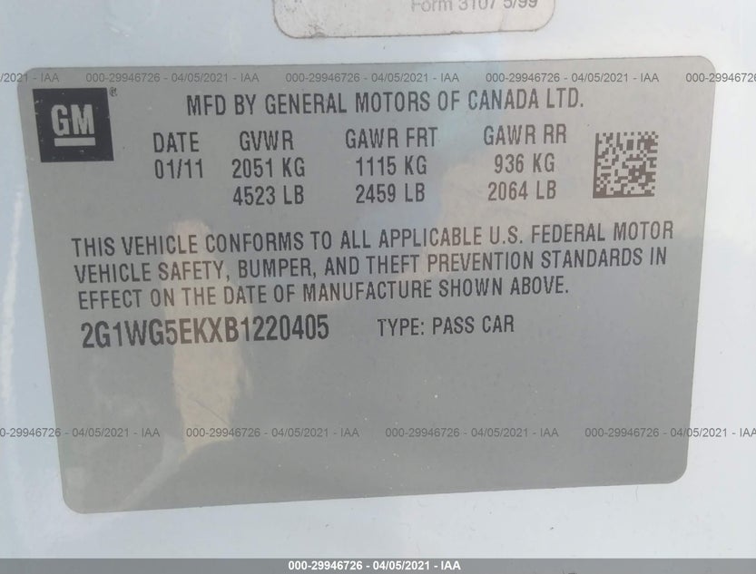 2G1WG5EKXB1220405