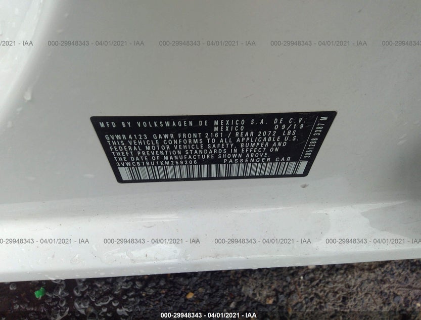 3VWCB7BU1KM259206