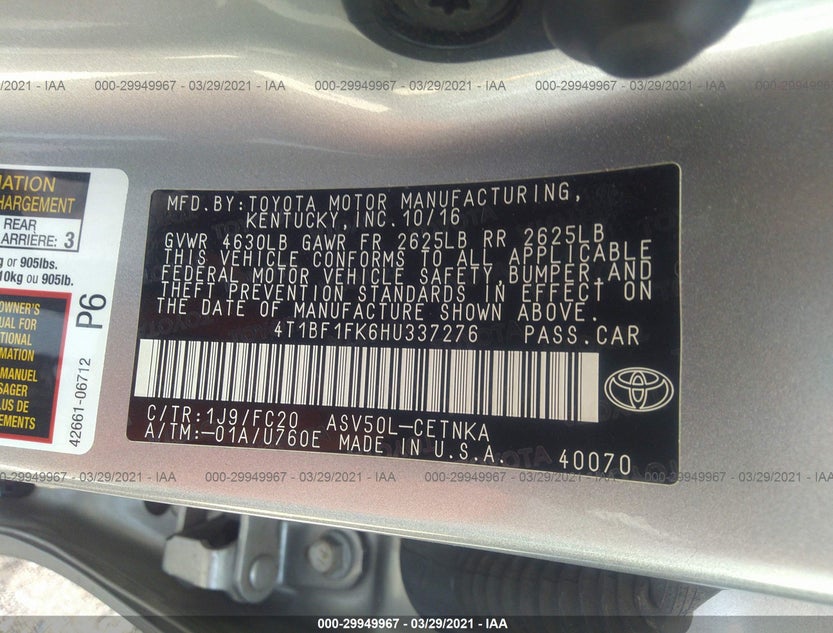 4T1BF1FK6HU337276