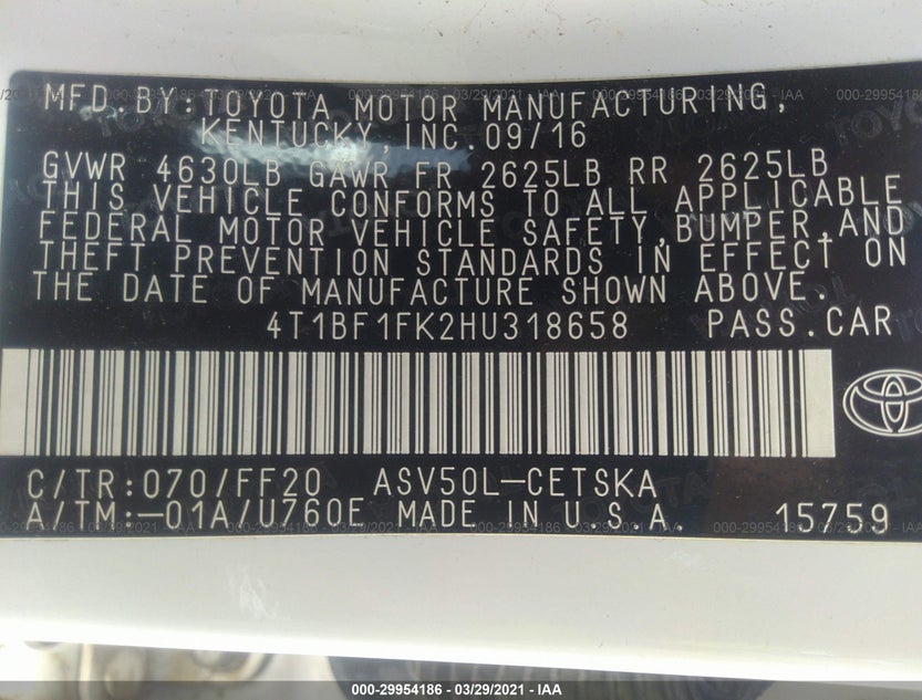 4T1BF1FK2HU318658