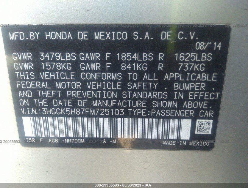 3HGGK5H87FM725103