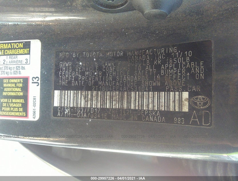 2T1BU4EE4AC531041